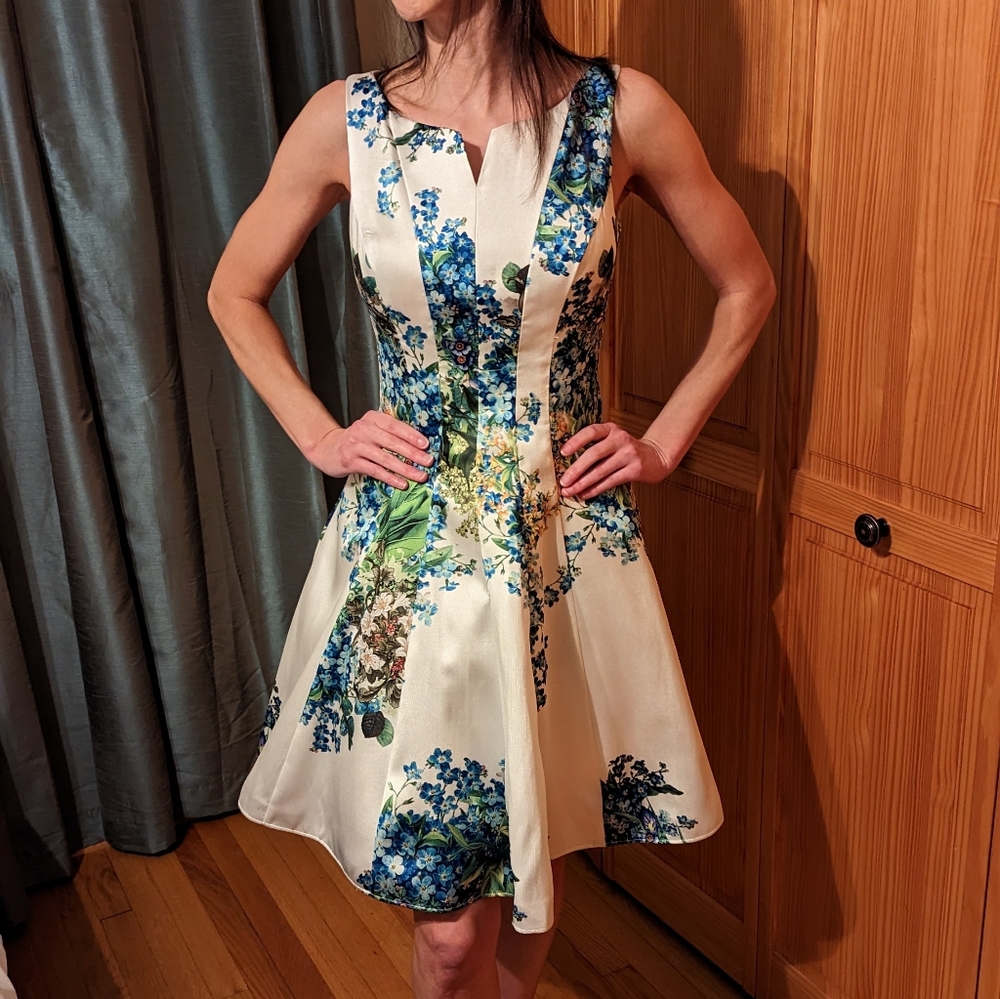 !SOLD! Tony Bowls Floral Fit and Flare Cocktail Dreas